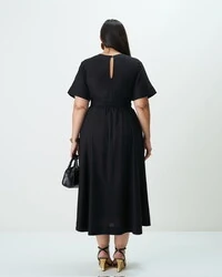 conjunto cropped nozinho + saia evase midi quebela