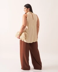 regata alongada em viscose gola alta kayla