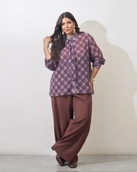 camisa linda crepe xadrez kayla