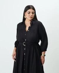 vestido chemise midi paisley quebela