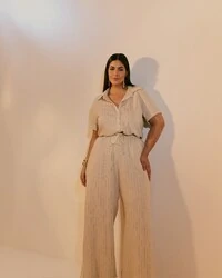 conjunto risca de giz camisa+ calca comfy e forrada 100% algodao quebela