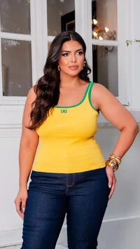 PRE VENDA regata canelada premium bicolor bandeira do brasil planet