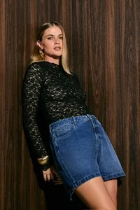 bermuda media meia coxa jeans izzat