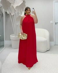 Pre venda vestido longo vermelho salinas duas