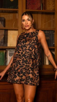 Pre venda vestido macaquinho animal print divas