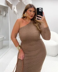 vestido colmeia um ombro bruna planet