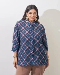 camisa linda crepe xadrez kayla