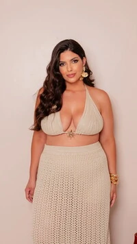 conjunto tricot sol saia longa e top planet