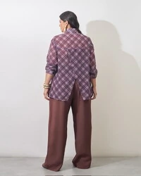 camisa linda crepe xadrez kayla