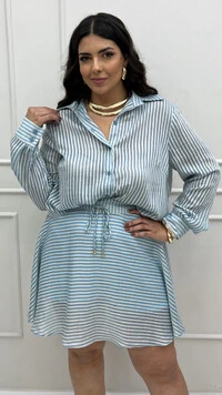 Conjunto voil stripes hotpink