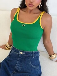 PRE VENDA regata canelada premium bicolor bandeira do brasil planet