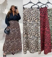 saia evase com elastano animal print hotpink