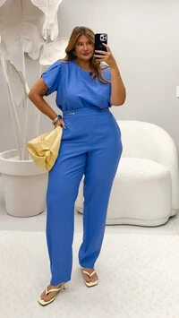 Pre venda conjunto azul calca e blusa bellah