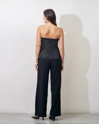 blusa tomara que caia alfaiataria risca de giz kayla