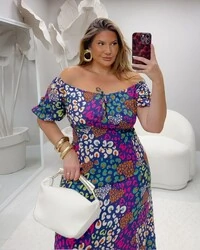 Pre venda vestido estampado onc marianina