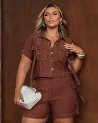 Pre venda conjunto viscose sarjado prespontado mr fr