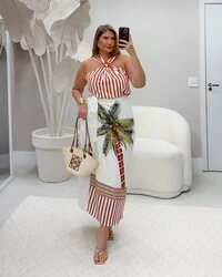 Pre venda saia envelope coqueiro red duas