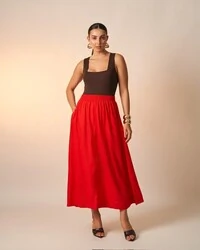 saia viscose e linho clea midi kayla