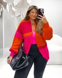 cardigan casaco tricolor planet