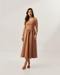 vestido colonial em tricoline com elastano e elastico costa quebela
