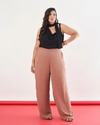 Calca ariele longo chiffon crepe e shorts forro kayla