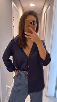 Camisa tricoline com elastano charmosa