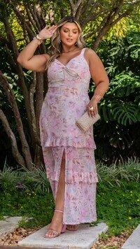 pre venda vestido longo floral tule mr fr