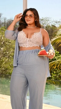 conjunto tule poliamida listra bruna