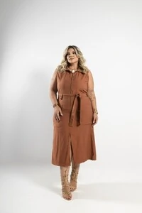 pre venda vestido ziper e faixa viscose sarjado encanto milanjus