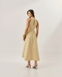 vestido colonial em tricoline com elastano e elastico costa quebela