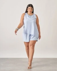 Regata stef assimétrica alfaiataria viscose kayla