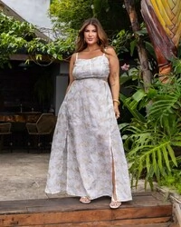 Pre venda vestido longo bordado lasie mr fr