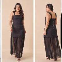 Saia longa alfaiataria com detalhe tule upper