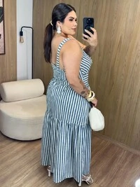 vestido stripes em sarjado brunf