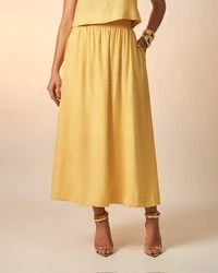 saia viscose e linho clea midi kayla