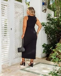 pre venda vestido bicolor canelado franciele mr fr