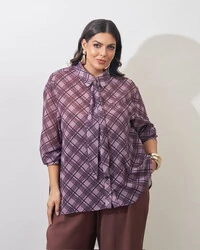 camisa linda crepe xadrez kayla