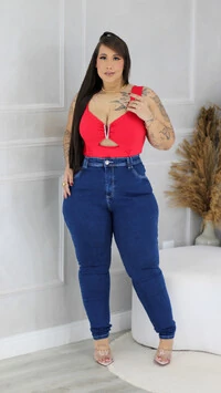 calca jeans skinny com elastano