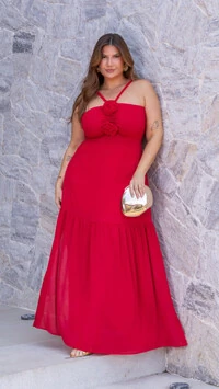 pre venda vestido longo detalhe flor removivel mr fr