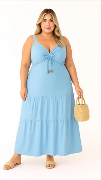 Vestido longo viscolinho premium planet