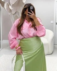 pre venda saia evase cetim com lenco planet