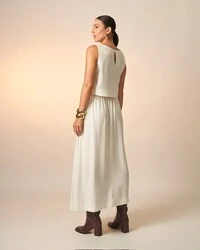 saia viscose e linho clea midi kayla