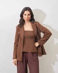 blazer risca de giz alfaiataria kayla