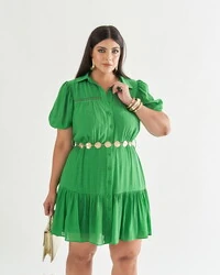 vestido chemise com renda detalhe entremeio quebela