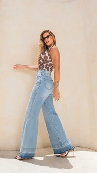 pre venda calca wideleg jeans divas
