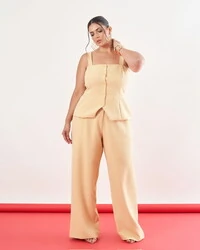 Calca reta alfaiataria botoes Bell kayla