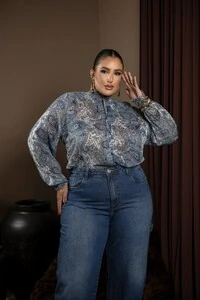 pre venda blusa crepe etnico com manga elastex divas