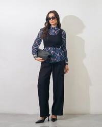 camisa linda crepe xadrez kayla