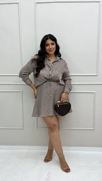 Conjunto voil stripes hotpink