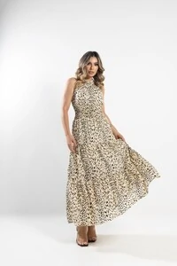 pre venda saia longa animal print elegance crepe italy